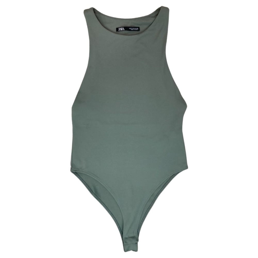 Zara Halter Neck Bodysuit | Dark Khaki | Size S - Picture 5 of 9